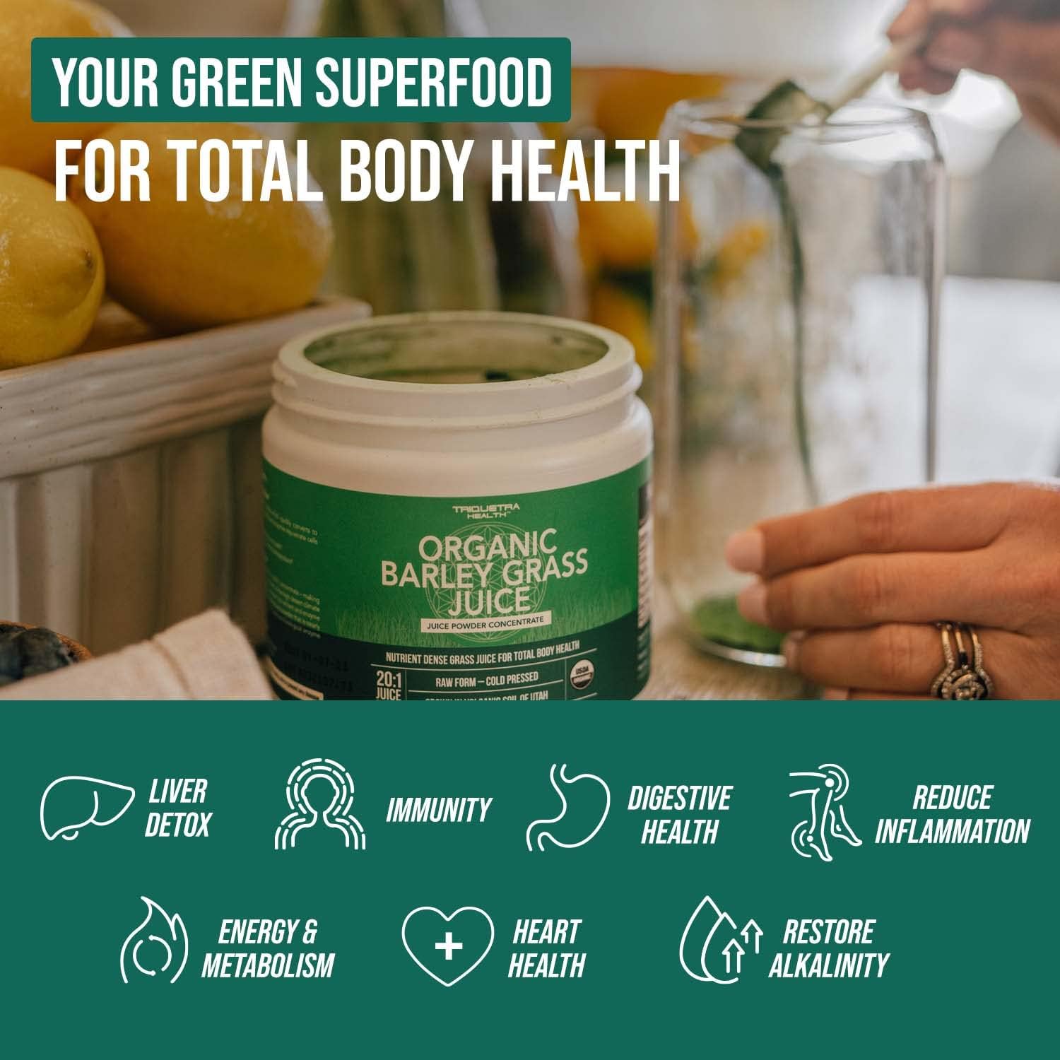 Organic Barley Grass Juice Powder Cold-Pressed CO2 Dried Gluten Free Vegan 5.3 oz k7