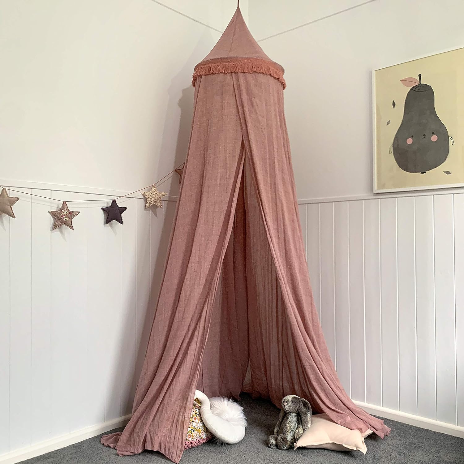 Zeke and Zoey Hanging Princess Canopy for Girls Bed with Tassels B6000