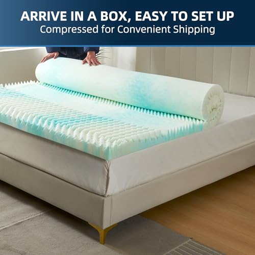 Gel Memory Foam Mattress Topper Queen 3 Inch Airflow Design a7