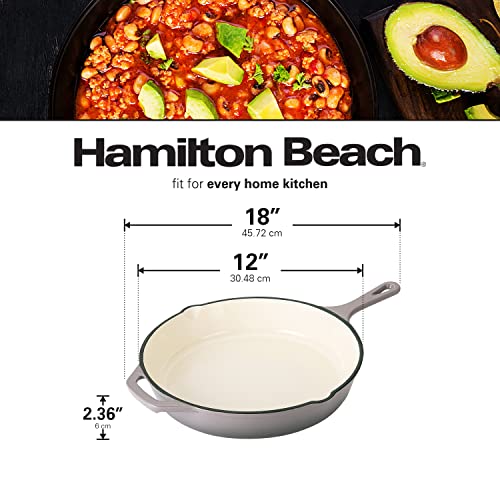 Hamilton Beach Enameled Cast Iron Fry Pan 10-Inch Cream U8132