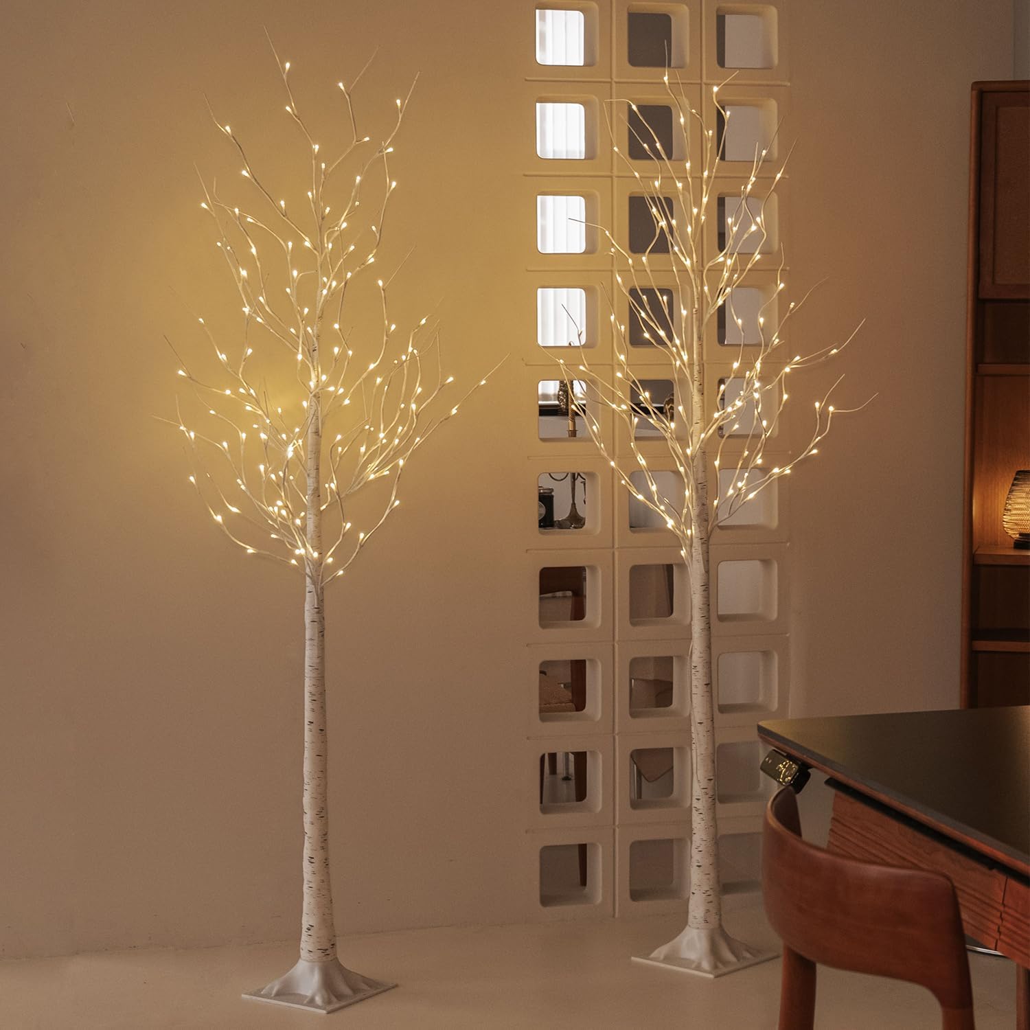 Lighted Birch Tree 2 Pack 6ft Warm White Lights Indoor Outdoor Decor k7m