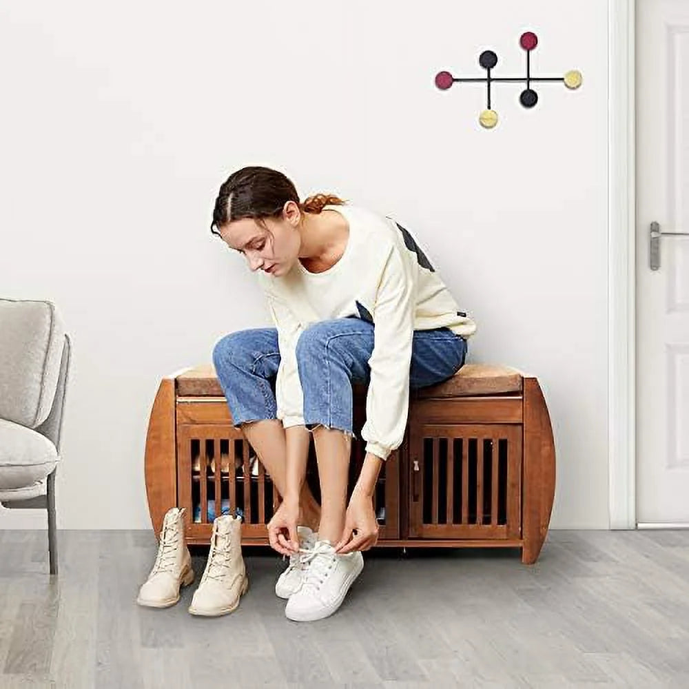 KBANZIBIU Bamboo Shoe Bench with Detachable Cushion and Hidden Compartment T94805