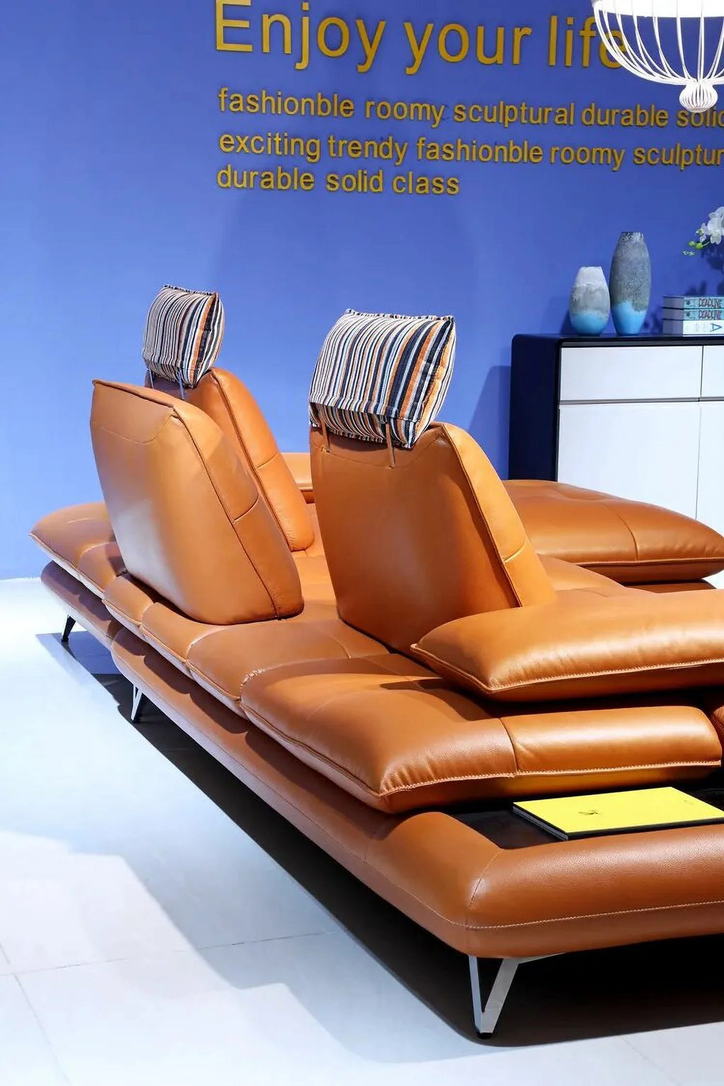 Genuine Leather Corner Sofa Recliner Set for Living Room F424