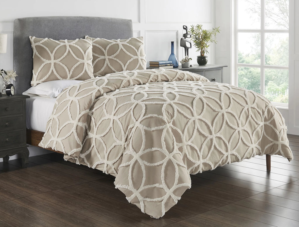 Better Trends Two Tone Cotton Tufted Chenille Comforter Set Q971516