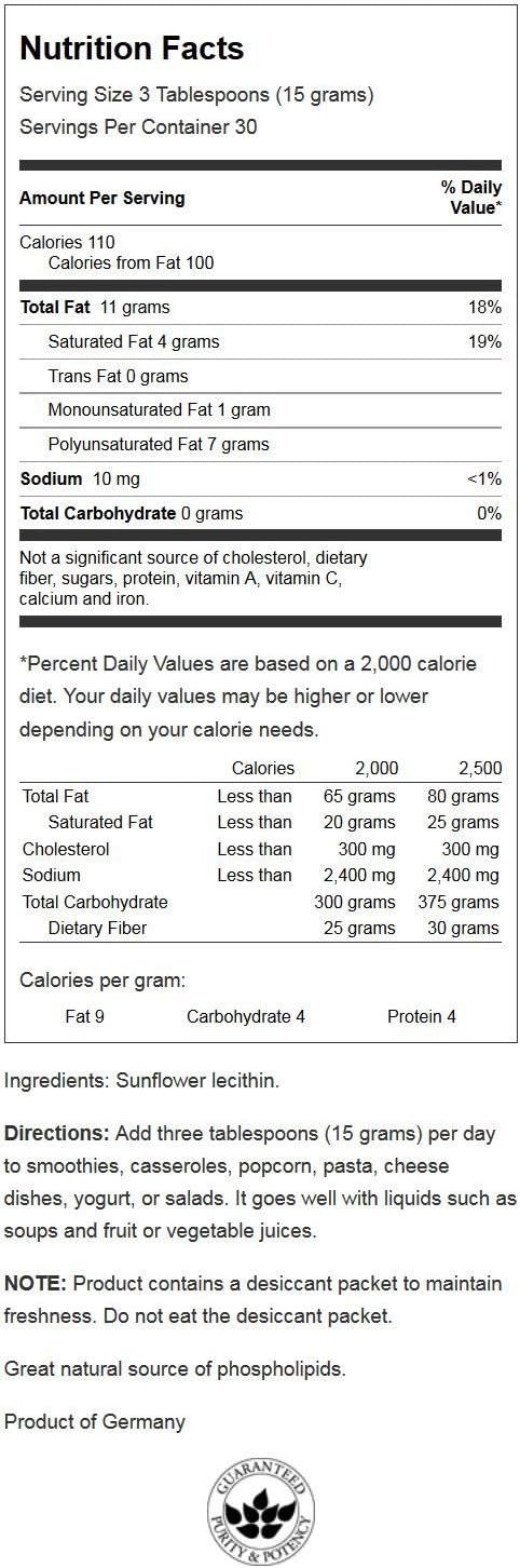 Sunflower Lecithin Powder Non-GMO 16 oz k7
