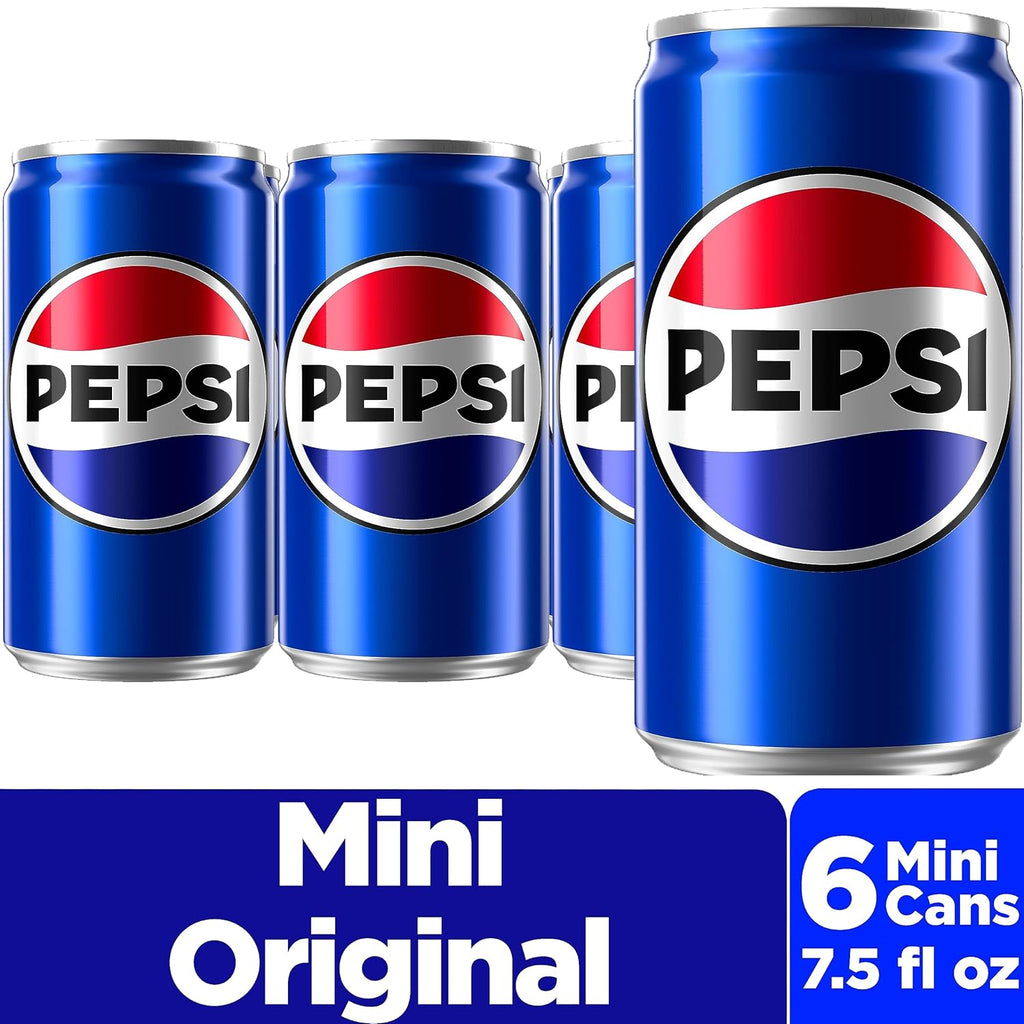 Pepsi Cola Soda Pop, 7.5oz Mini Cans (6 Pack) B272232
