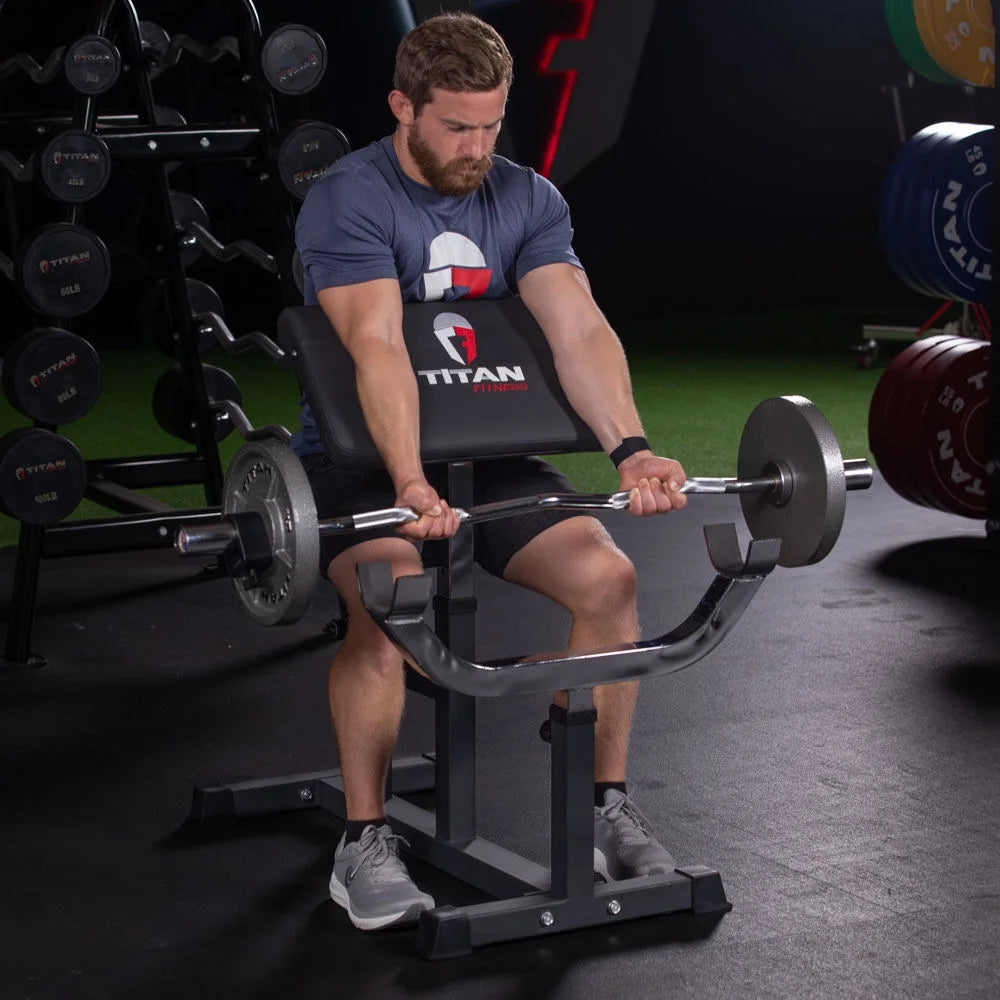Adjustable Preacher Curl Weight Station Seated Strength Training Bench 250 LB Home Gym Equipment k7