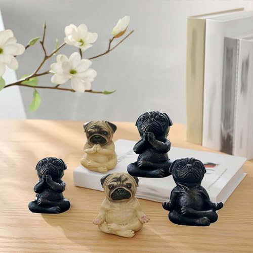Meditating Pug Statue Large Garden Ornament k7