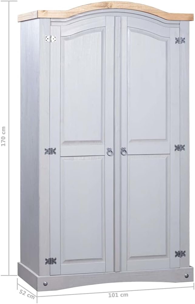 Corona Range 2 Door Wardrobe Grey Mexican Pine W2426
