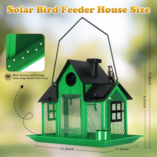 Solar Bird Feeder for Outside Hanging Metal Wild Bird Feeder Blue k7
