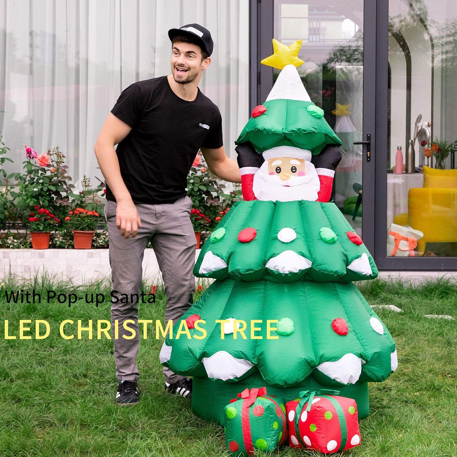 Inflatable LED Christmas Tree with Santa and Gift Boxes k7
