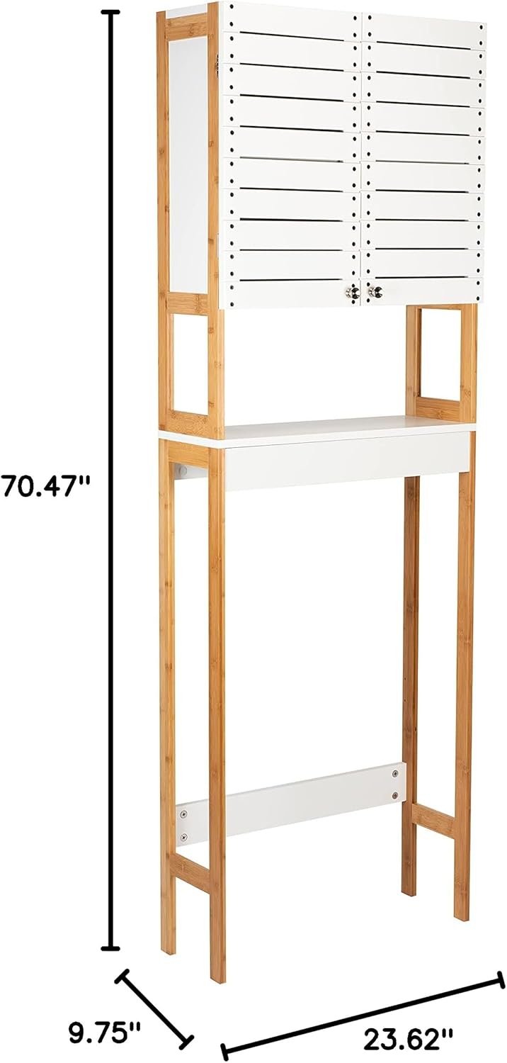 3 Shelf Over The Toilet Bamboo Cabinet in White B5928