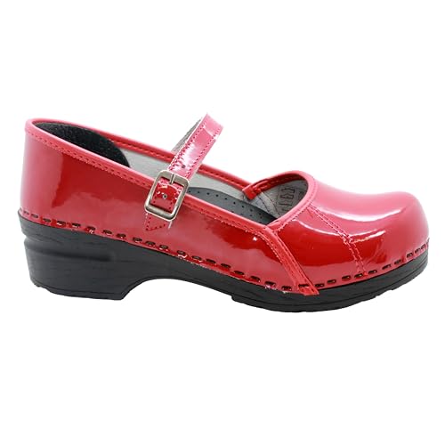 Women's Leather Mary Jane Clogs a7