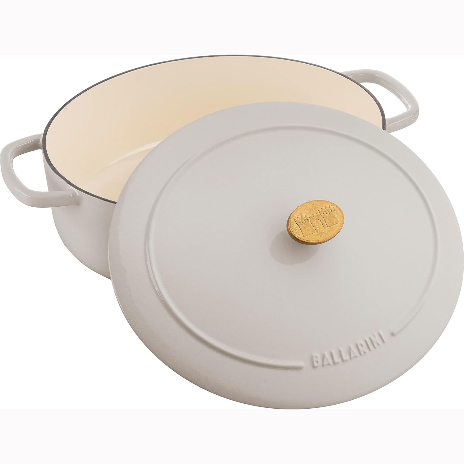 BALLARINI Bellamonte Cast Iron 5-qt Oval Dutch Oven, Crema White X21632