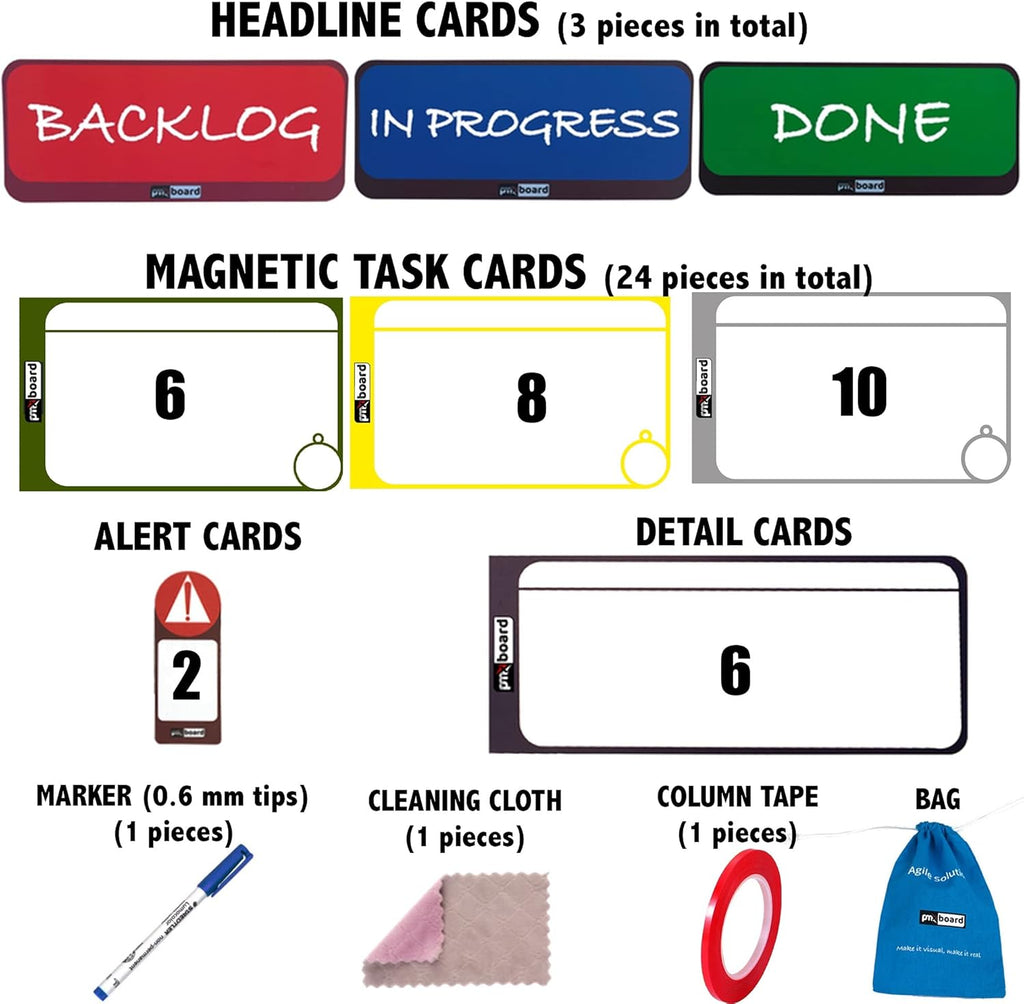 Home Kanban Board Set with Magnets, 39 Pieces Agile Kit V886128