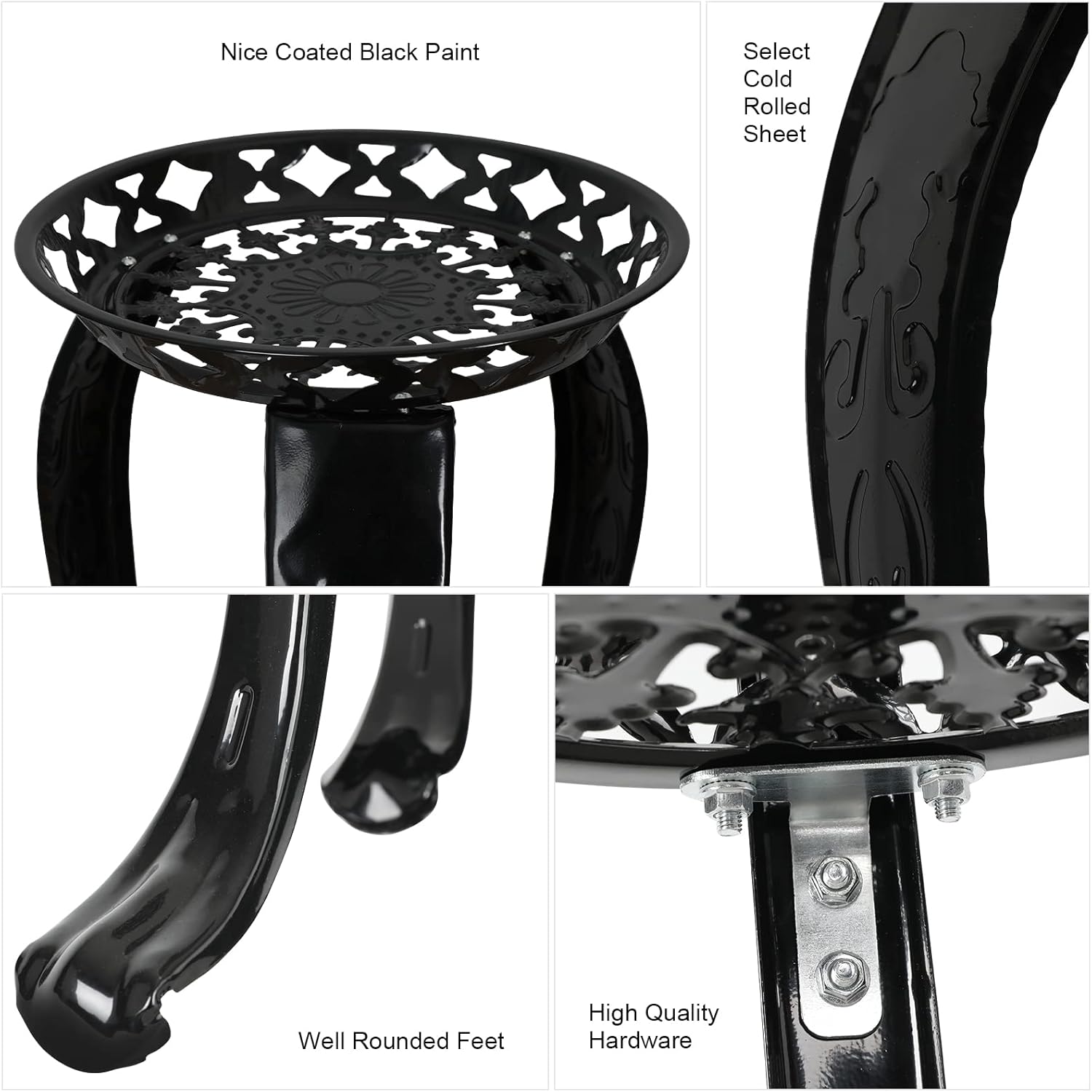 Metal Plant Stand 2 Tier Indoor Outdoor Black 7k
