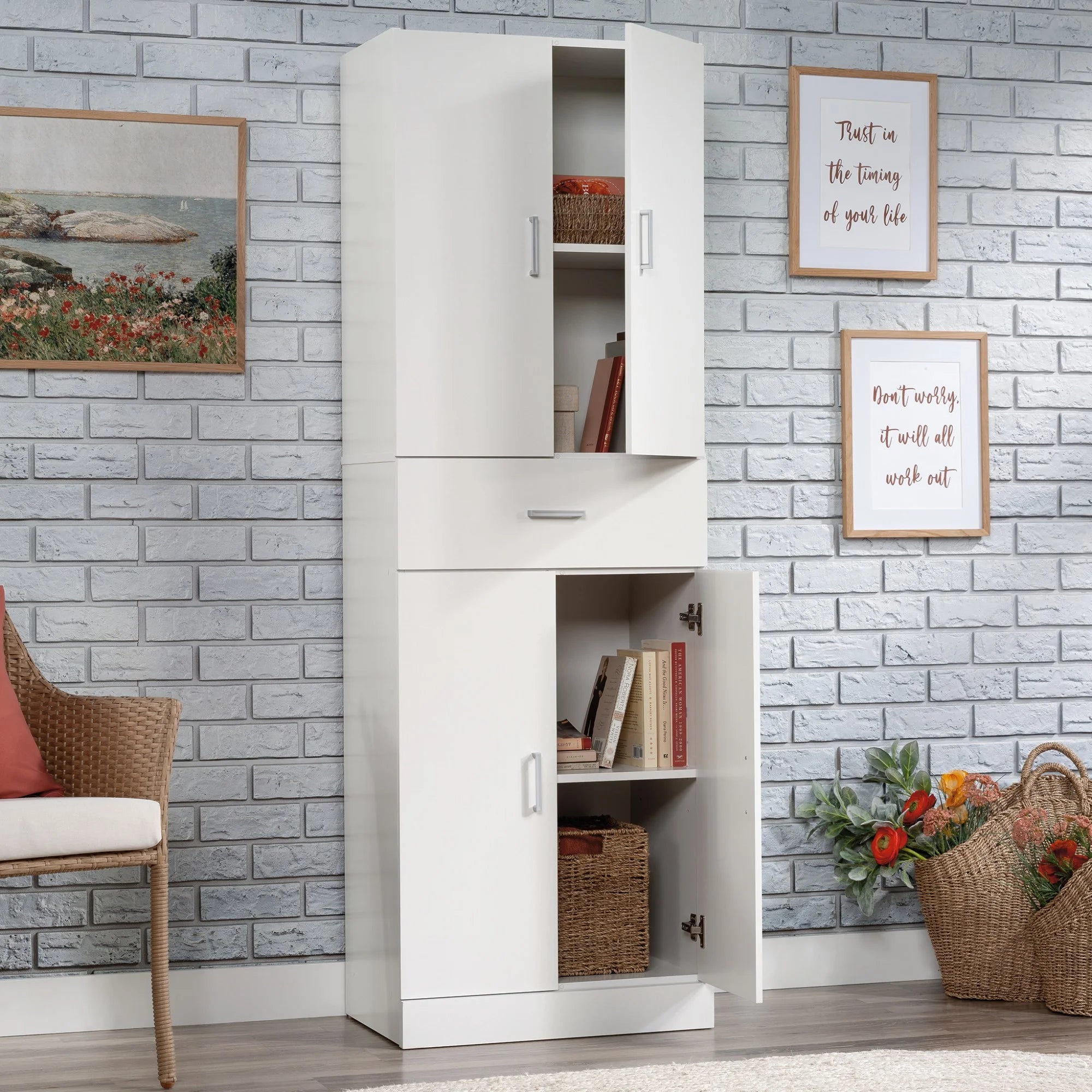 Sauder Select Engineered Wood Storage Cabinet, White O1582