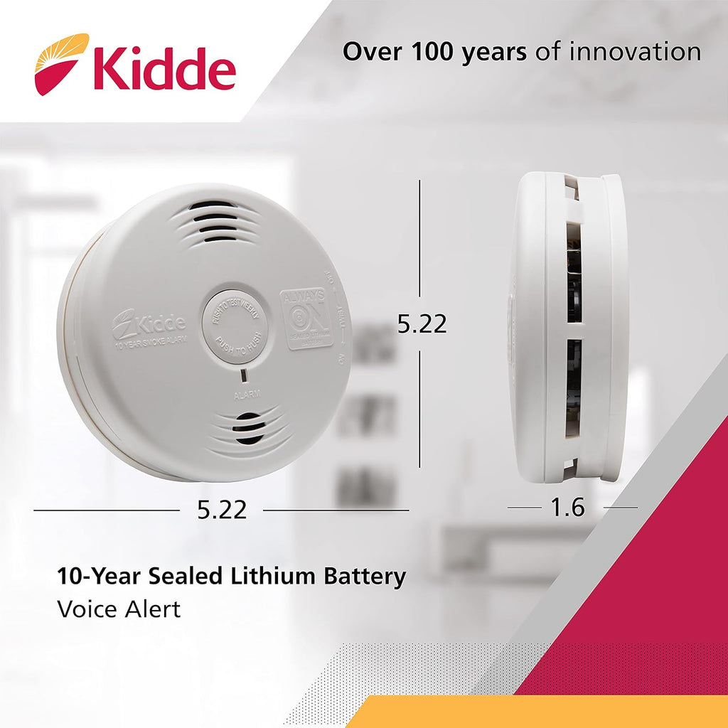 Kidde Smoke Detector, 10-Year Battery, Photoelectric Sensor, White S8172
