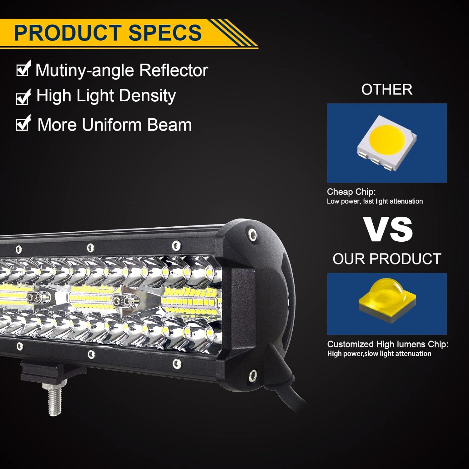 20 inch 420W LED Light Bar Spot Flood Combo Triple Row Driving Lights Wiring Harness Kit 12V 24V a7