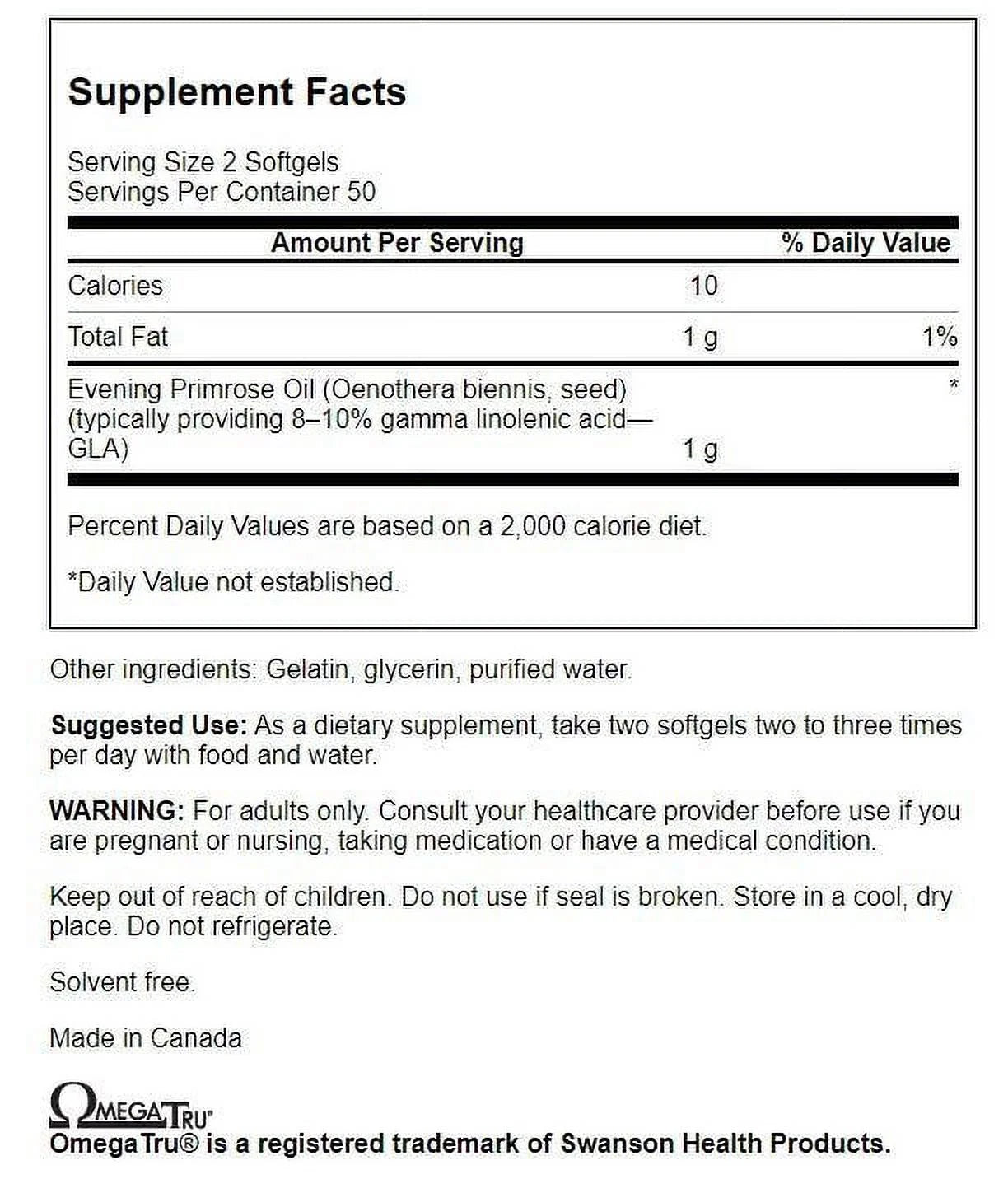 Swanson Evening Primrose Oil 500 mg Softgels, 2 Pack O28385
