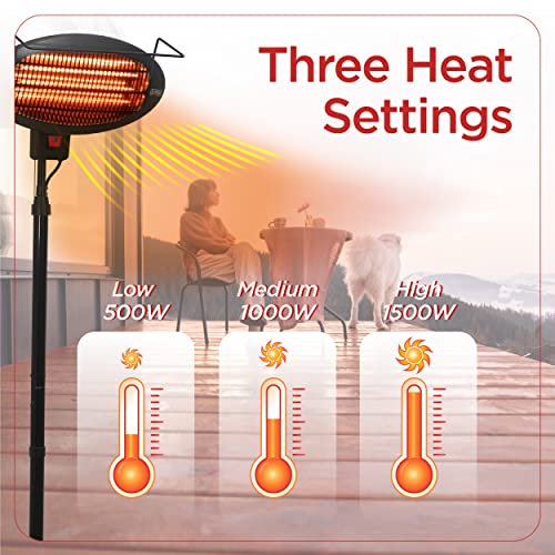Outdoor Patio Electric Heater with Stand and 3 Heat Settings k7