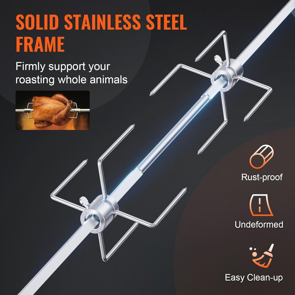 Stainless Steel Grill Rotisserie Kit with Motor for BBQ N10422