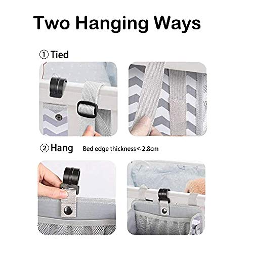 Hanging Diaper Caddy Organizer for Nursery, Gray & White D114