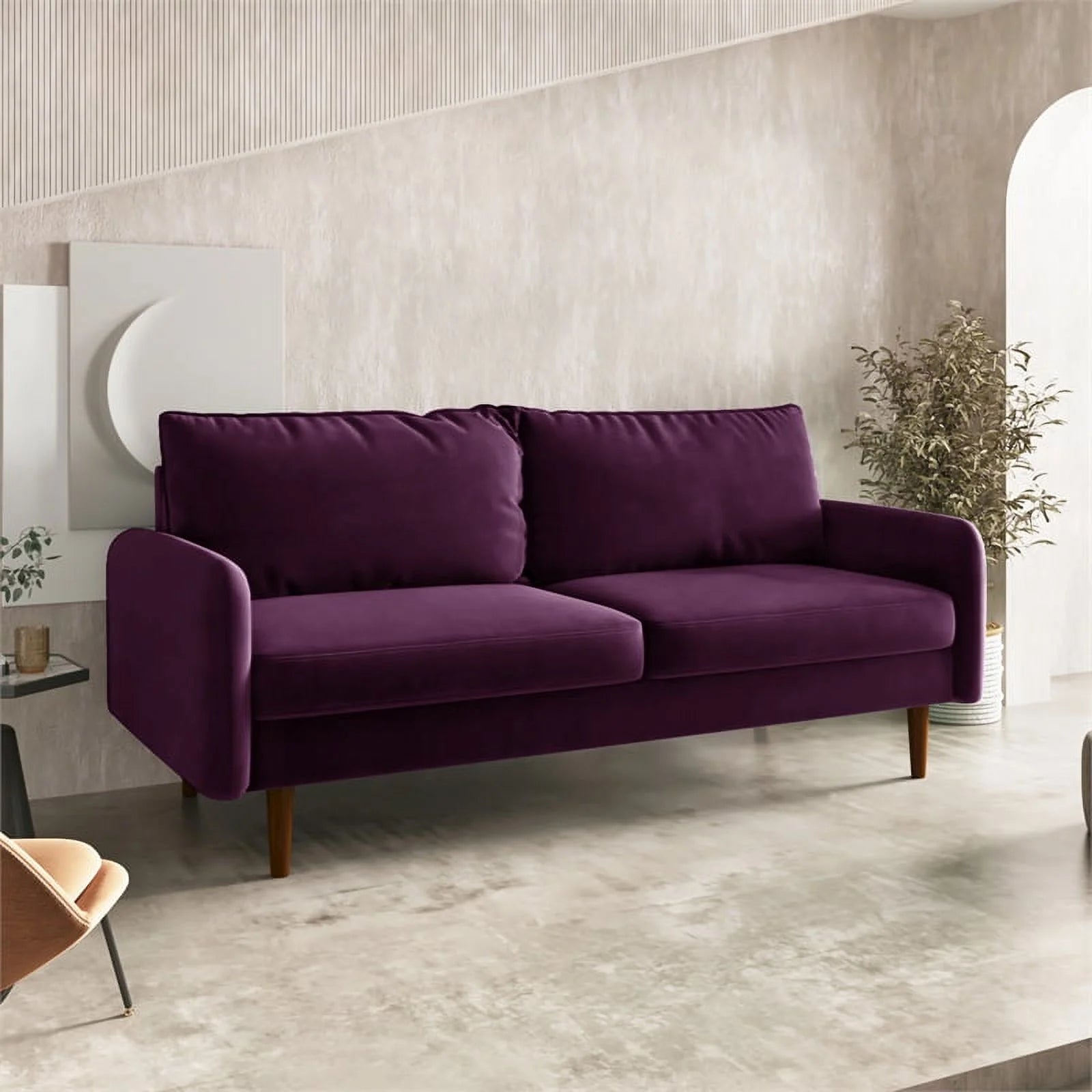 Pemberly Row Contemporary 70" Velvet Sofa Purple A197