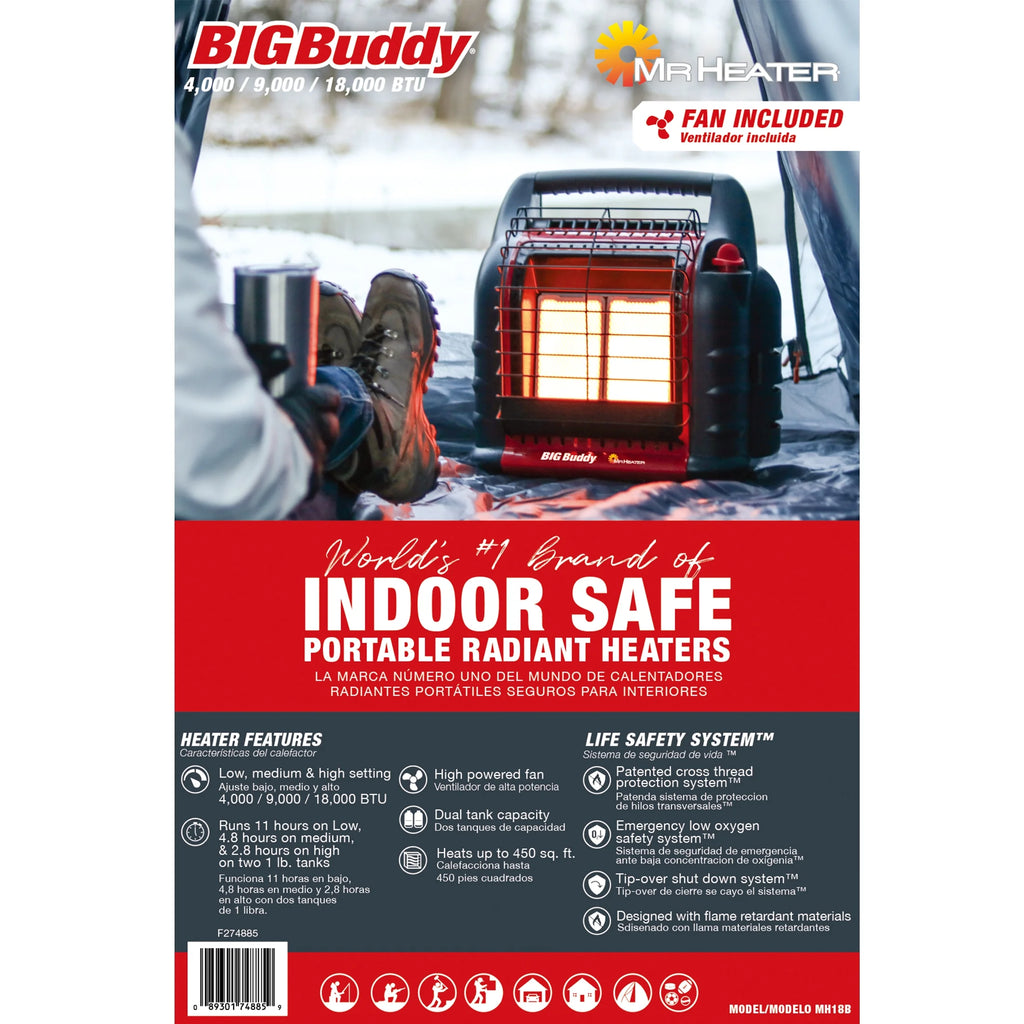 Mr. Heater Big Buddy Portable LP Gas Heater, 3 Heat Settings Q42715