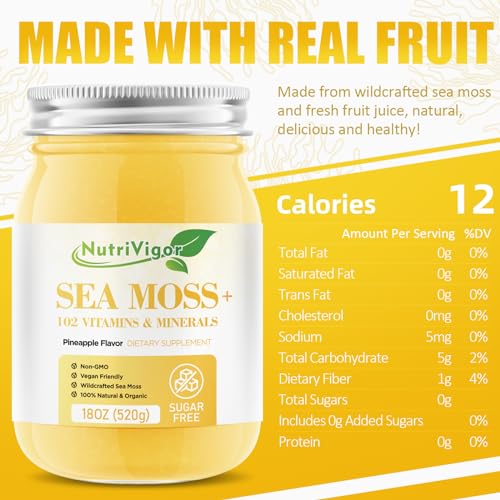Sea Moss Gel Organic Wildcrafted Irish Supplement Strawberry Banana Flavor k7