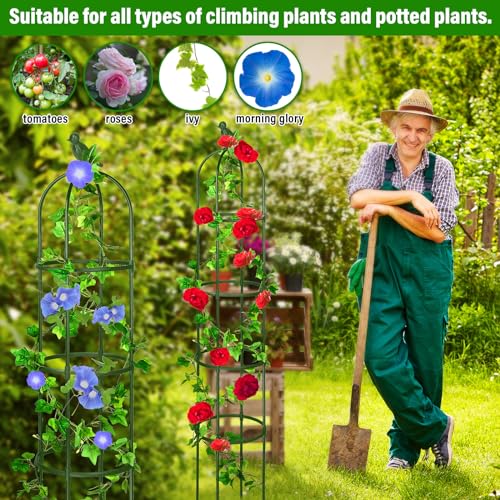 Garden Obelisk Trellis for Climbing Plants Rustproof Metal White a7