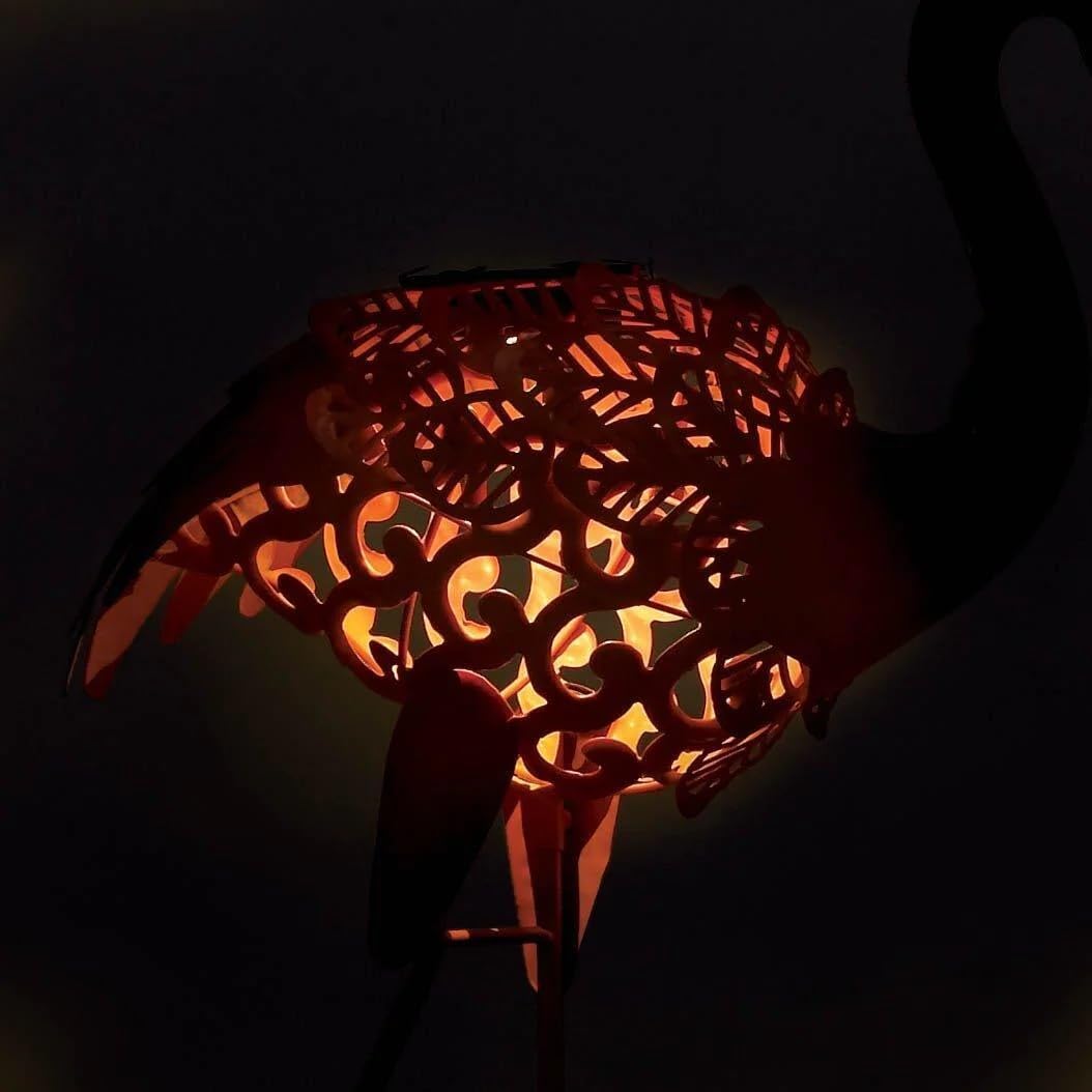 Solar Flamingo Yard Art k7m