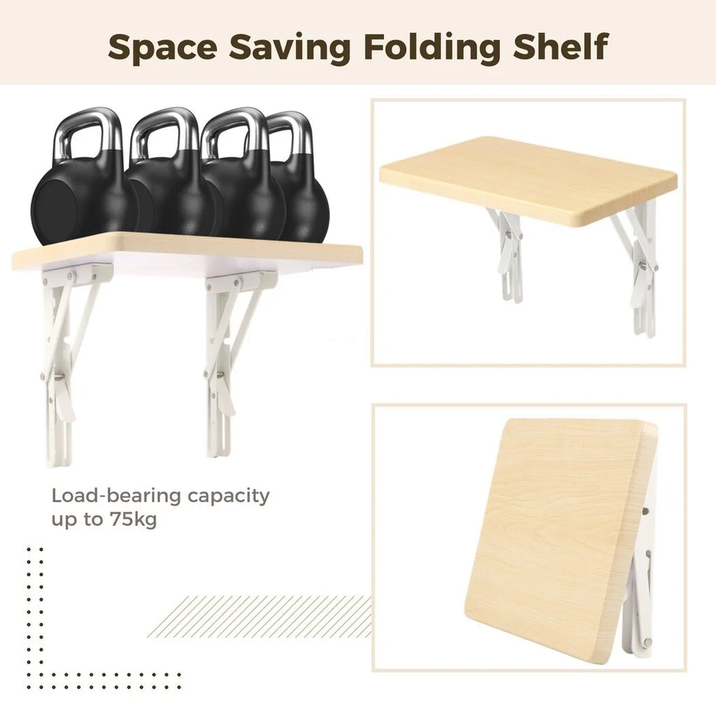 Heavy Duty Folding Shelf with Bracket, Wall Mounted Wooden Table I835336