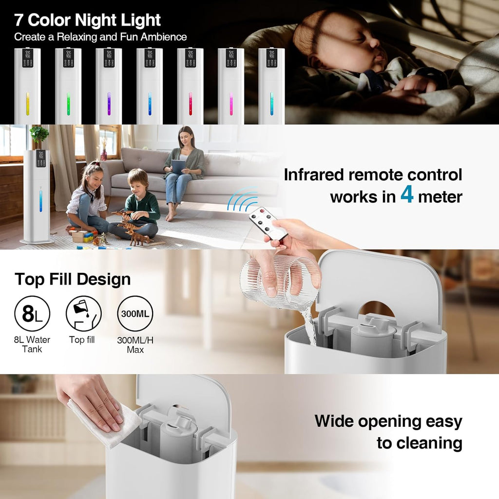 Smart Humidifier for Large Room, 8L Top Fill, App & Remote Control J686