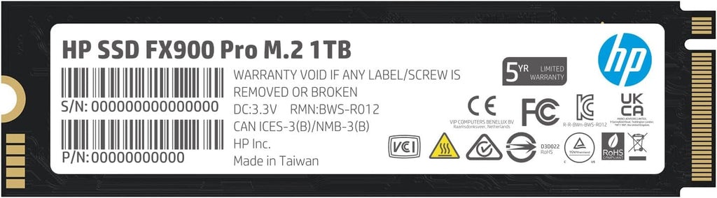 HP FX900 Pro 1TB NVMe GEN4 Gaming SSD - PCIe 16 Gb/s, M.2 2280 3D TLC NAND Internal Solid State Drive Up to 7000 MB/s with RAM Cache - 4A3U0AA#ABB