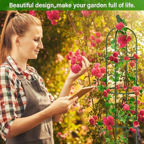 Garden Obelisk Trellis for Climbing Plants Rustproof Metal White a7