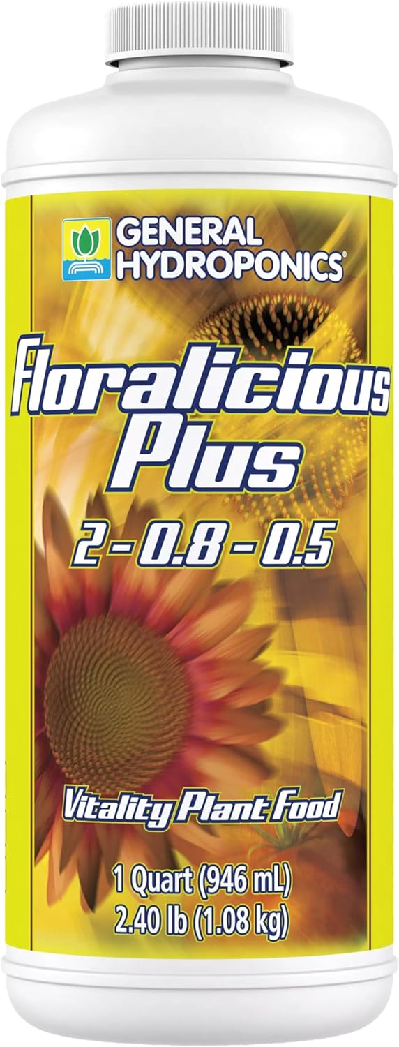 General Hydroponics Floralicious Plus, Vitality Plant Food, 2-0.8-0.5, 1 qt.