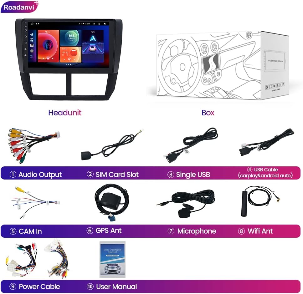 Car Stereo Bluetooth Navigation Carplay Android Auto 1280x720 IPS Touch Screen 4GB+64GB q7