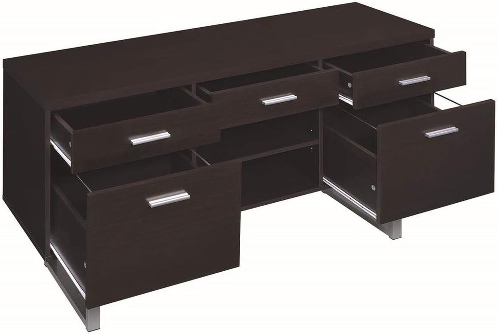 Cappuccino Credenza with Metal Sled Legs, 60 x 16 x 30 in a7