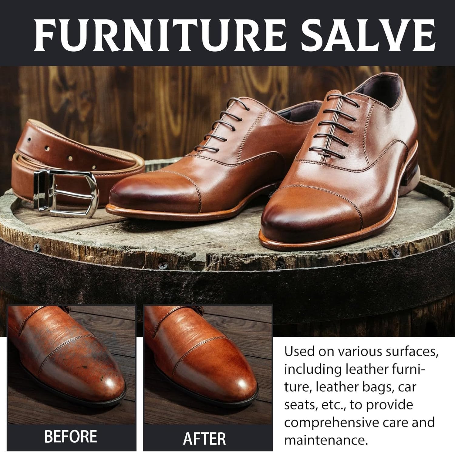 Furniture Salve for Leather with Conditioner Brush, Yellow L821