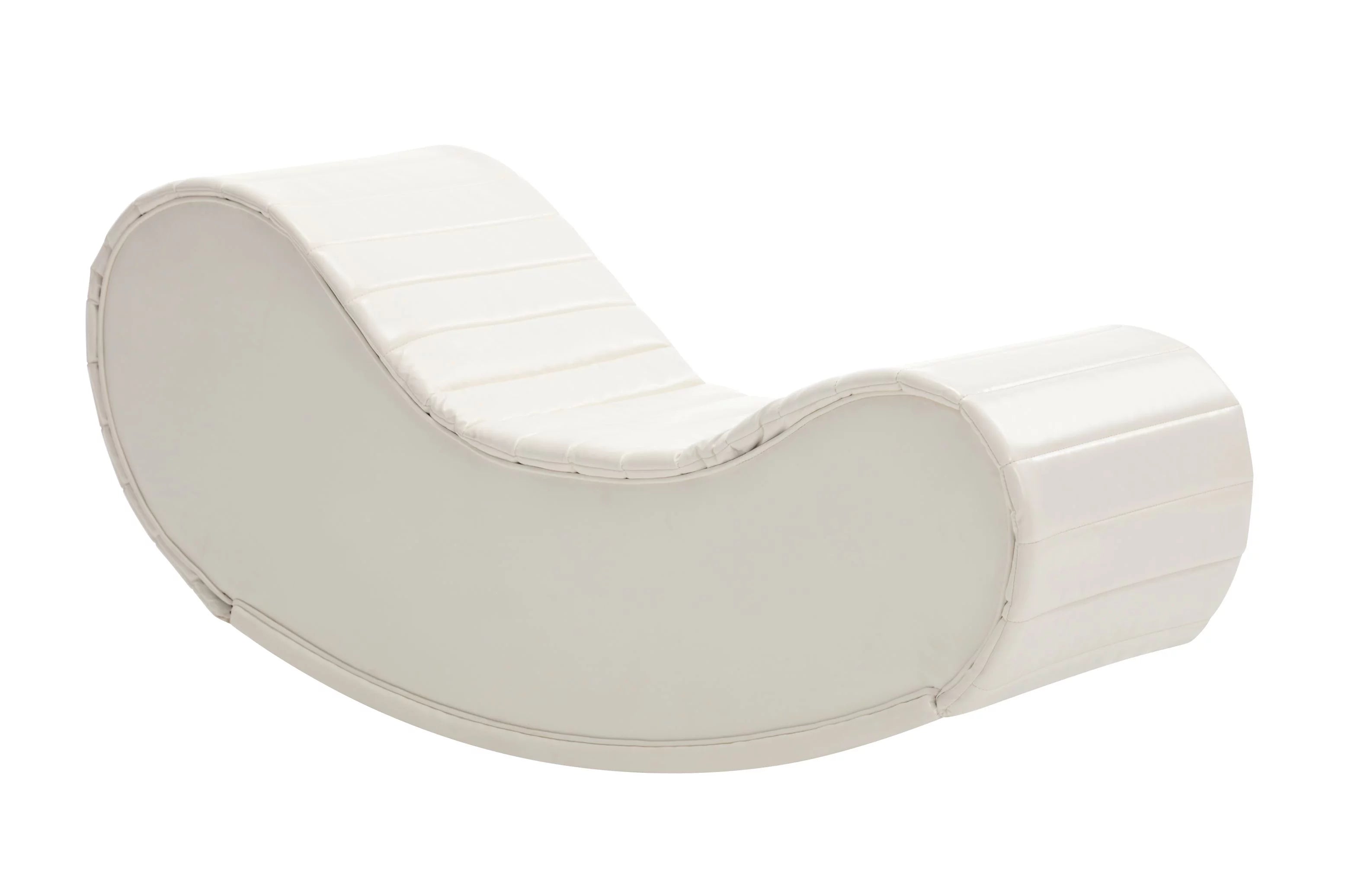 CoSoTower Rocking Leisure Bench Faux Leather Curved Sofa, White & Black T44031