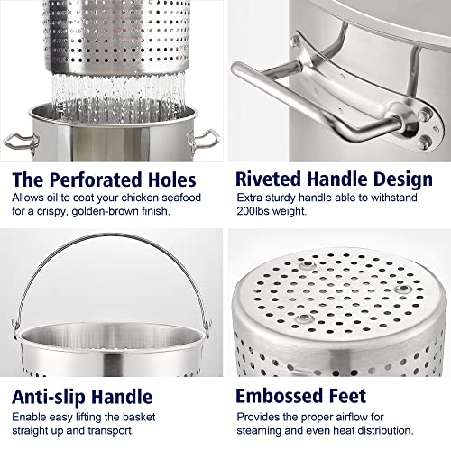 ARC 32QT Stainless Steel Stock Pot 6-Piece with Basket and Steamer Rack L393867