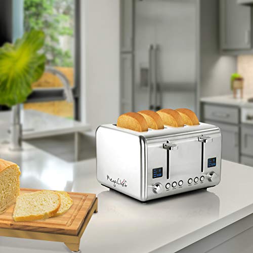 Megachef 4 Slice Toaster Stainless Steel Red G609340