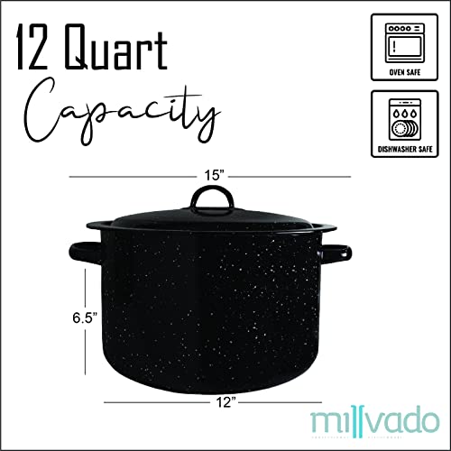 Granite 12 Qt Stockpot with Lid, Nonstick Enamel Cookware Q566222