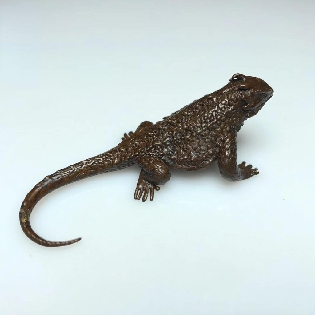 Brass Lizard Sculpture Gecko Figurine Decor A7
