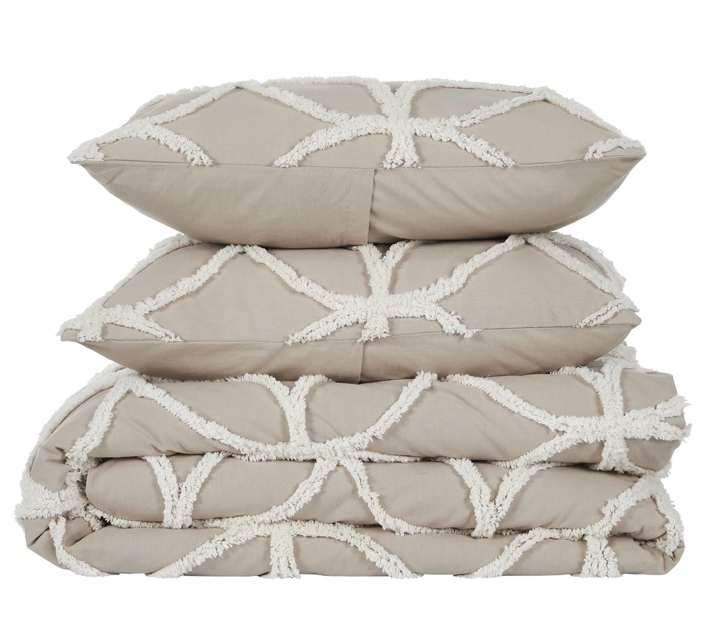 Better Trends Two Tone Cotton Tufted Chenille Comforter Set Q971516