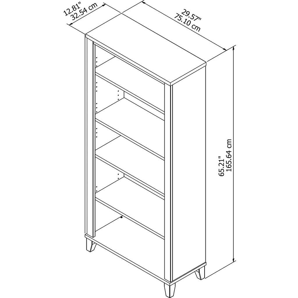 Bush Furniture Somerset 5 Shelf Tall Bookcase Maple Cross Finish E703551