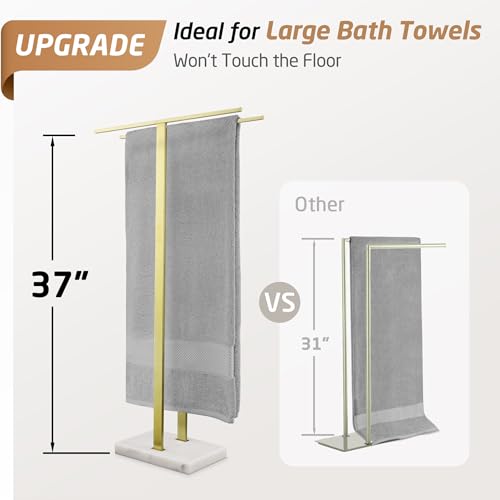 KES Standing Towel Rack for Bathroom with Marble Base, 2-Tier, SUS304 Stainless Steel C77812