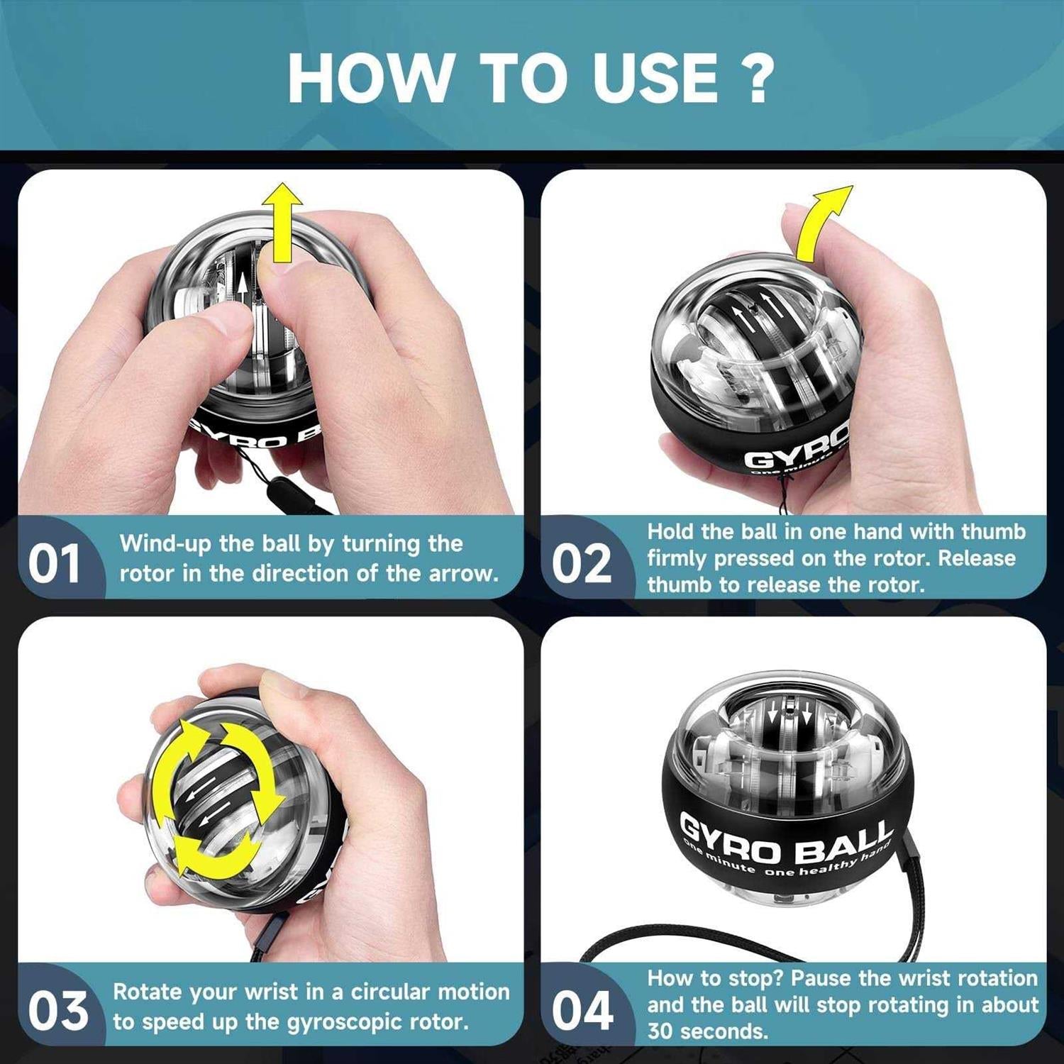 Wrist Power Gyro Ball Hand Forearm Strengthener k7