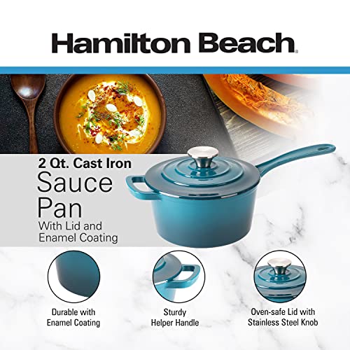 Hamilton Beach Enameled Cast Iron Sauce Pan 2-Quart Red T72002